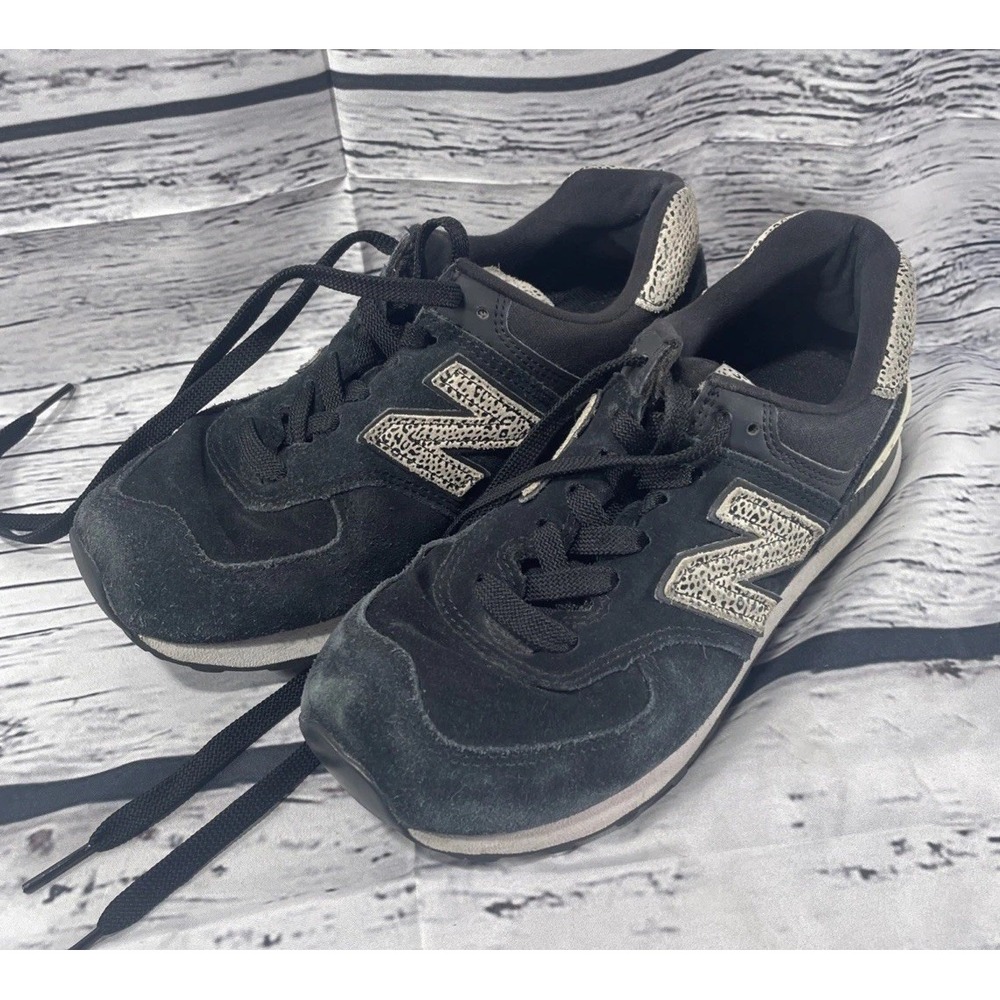 New Balance 574 Shoes Cheetah Print Black Angora Women's Size 7B‎ WL574ANC